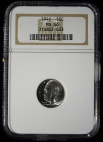 1946 Roosevelt Dime, NGC MS-66