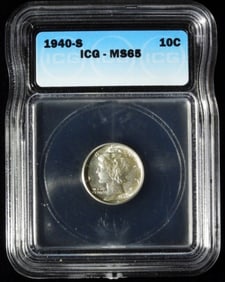 1940-S Mercury Dime, ICG MS-65
