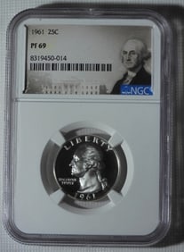1961 Silver Quarter Dollar, NGC PF-69