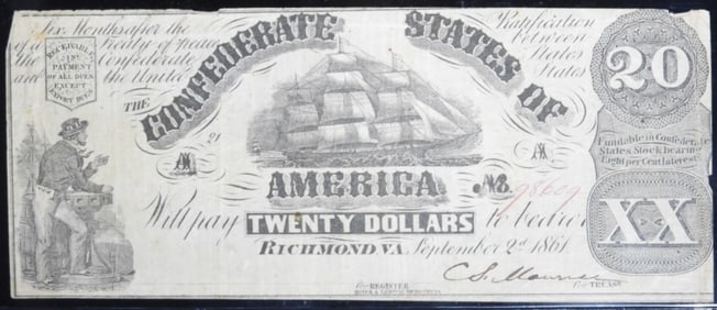 1861 $20 Confederate Note