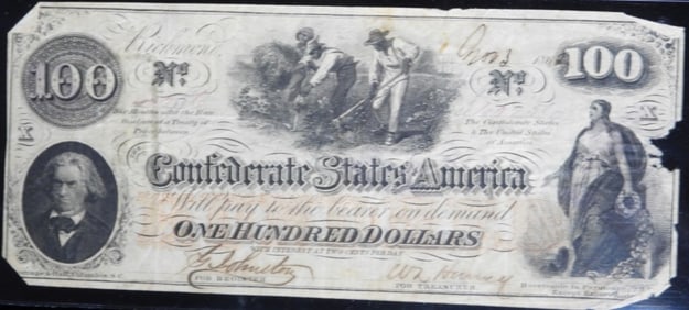 1862 Confederate States Of America $100