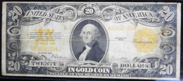 1922 $20 Gold Certificate
