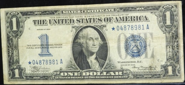 1934 $1 Silver Certificate Star Note
