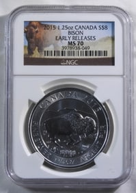 2015 Canada Bison 1.25oz Silver, NGC MS-70