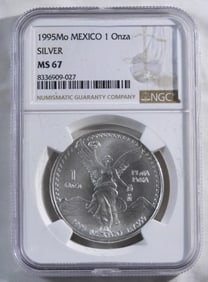 1995 Mo Mexico 1 Onza, NGC MS-67