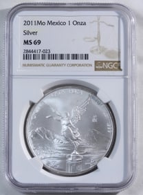 2011 Mexico 1 Onza, NGC Silver MS-69