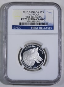 2016 Canada Wolf, NGC PF-70 UC