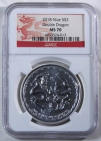 2018 Niue Double Dragon, NGC MS-70