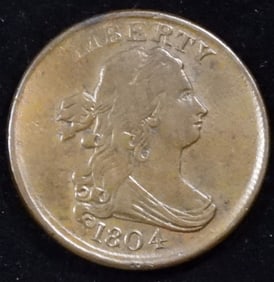 1804 Half Cent, Plain 4 No Stems
