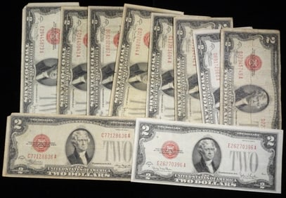 (10) 1928 $2 Red Seal Circ