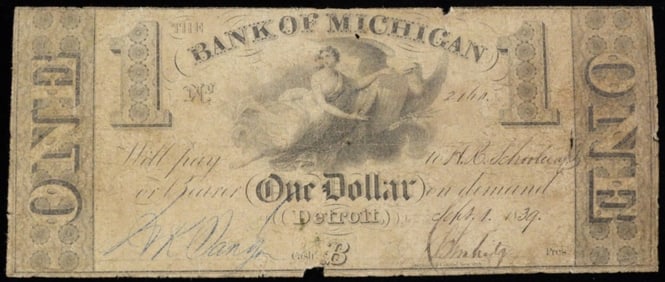 1839 $1 Michigan Bank Note