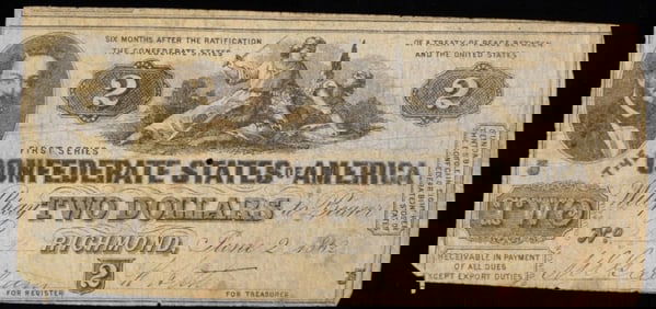 1862 $2 Confederate Note