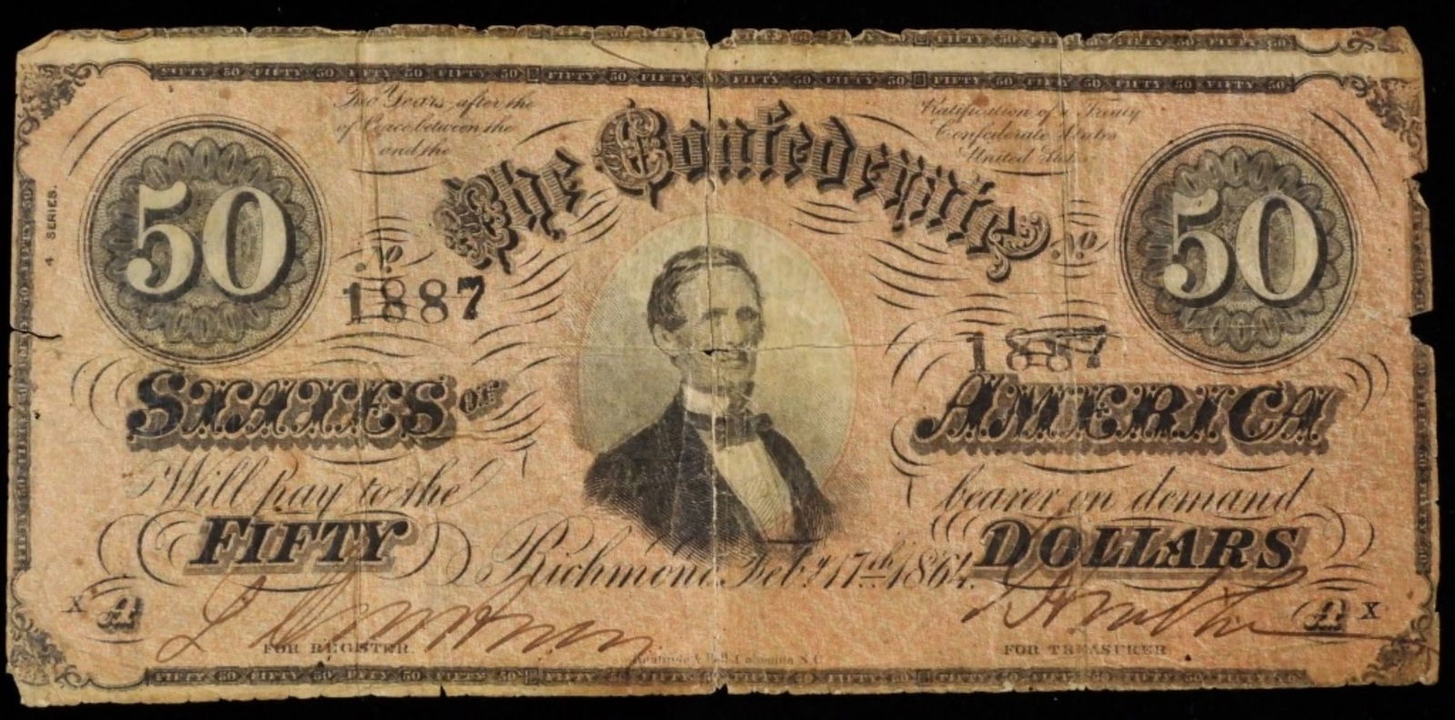 1887 $50 Confederate Note (1 of 2)