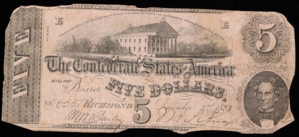 1862 $5 Confederate Note
