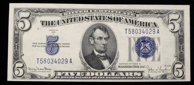 1934 D $5 Silver Certificate
