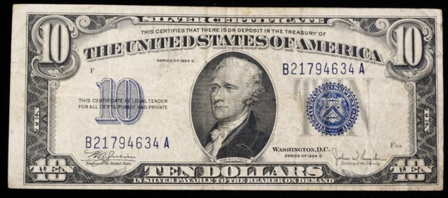 1934 C $10 Silver Certificate