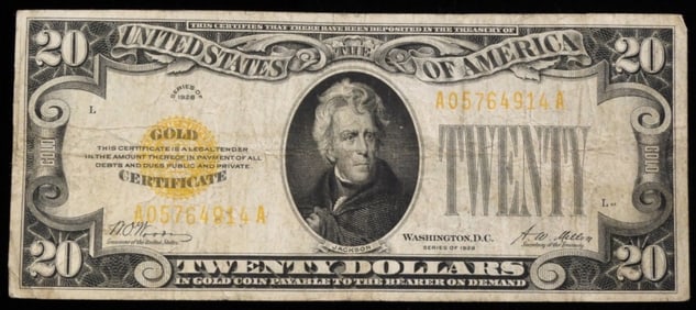 1928 $20 Gold Certificate