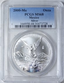 2000-MO Silver Onza, PCGS MS-68