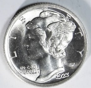 1923 Mercury Dime-Full Bands