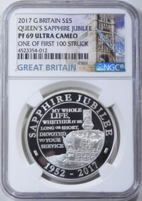 2017 G. Britian Queens Sapphire, NGC PF-69