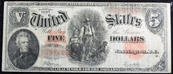 1907 $5 Legal Tender Note, Woodchopper Note
