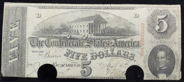 1862 $5 Confederate Note