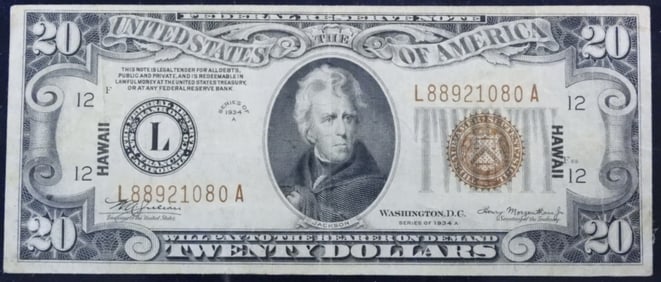 1934 $20 Hawaii Federal Reserve Note