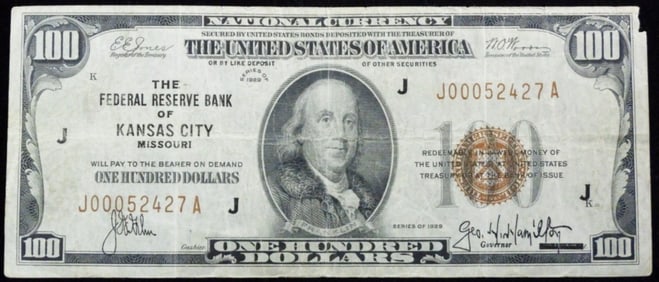 1929 $100 Federal Reserve bank Note