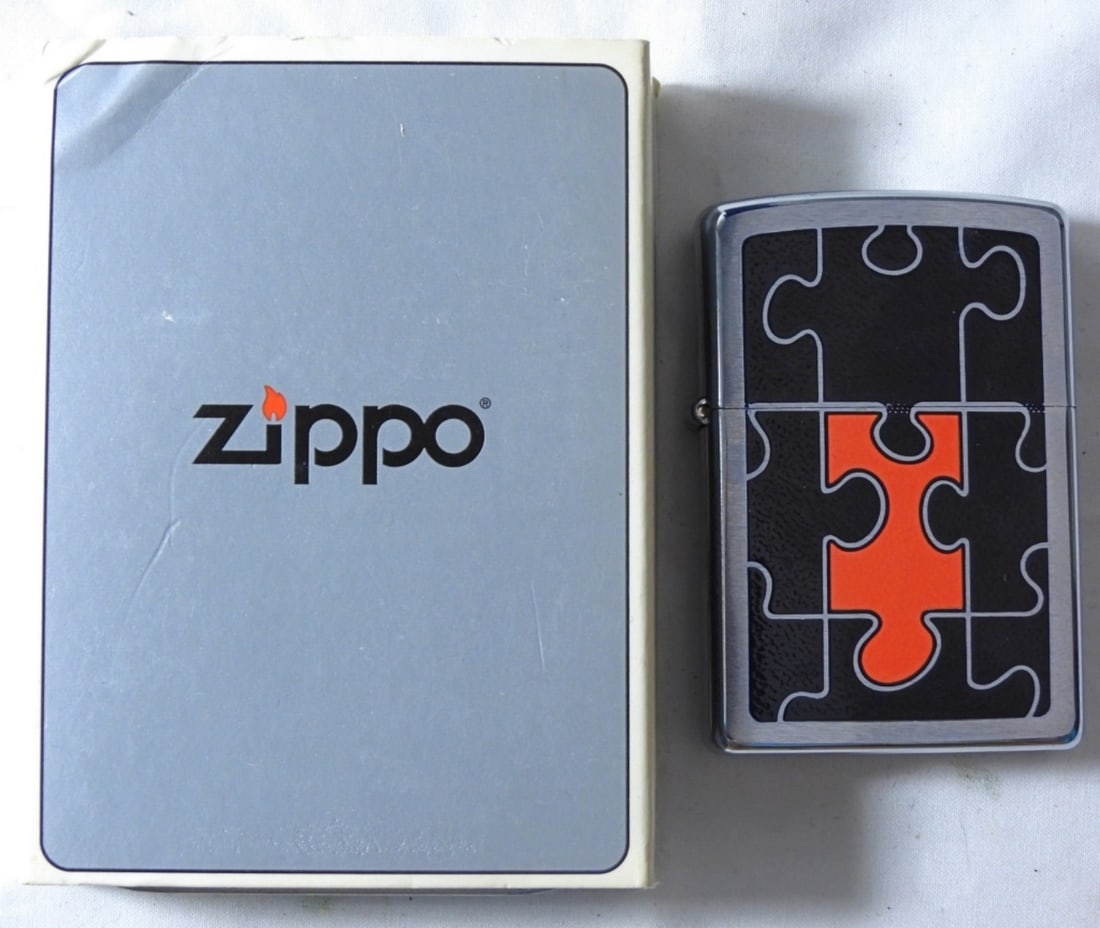 Red Puzzle Piece Zippo Lighter, 2004 Sealed (1 of 4)