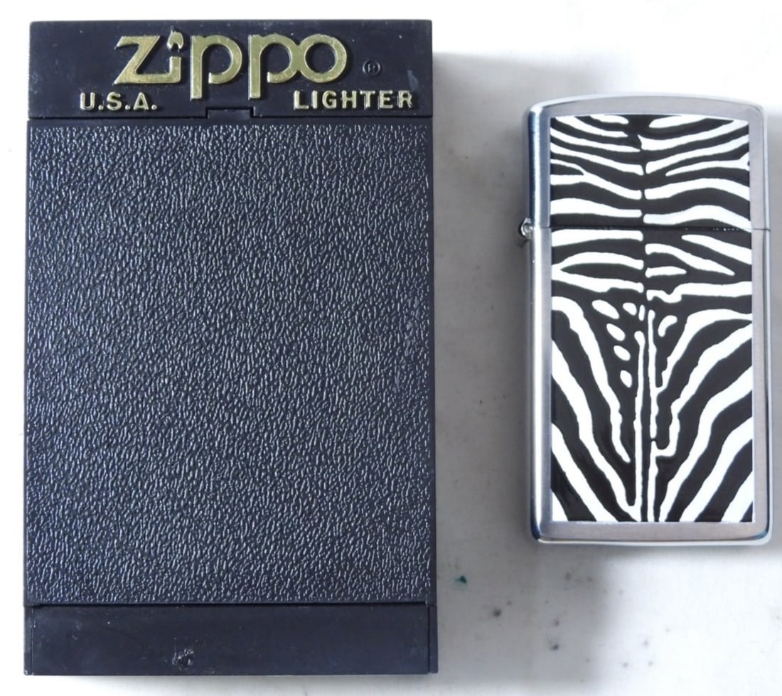 Zebra Fur Slim Zippo Lighter 2002, Sealed (1 of 4)