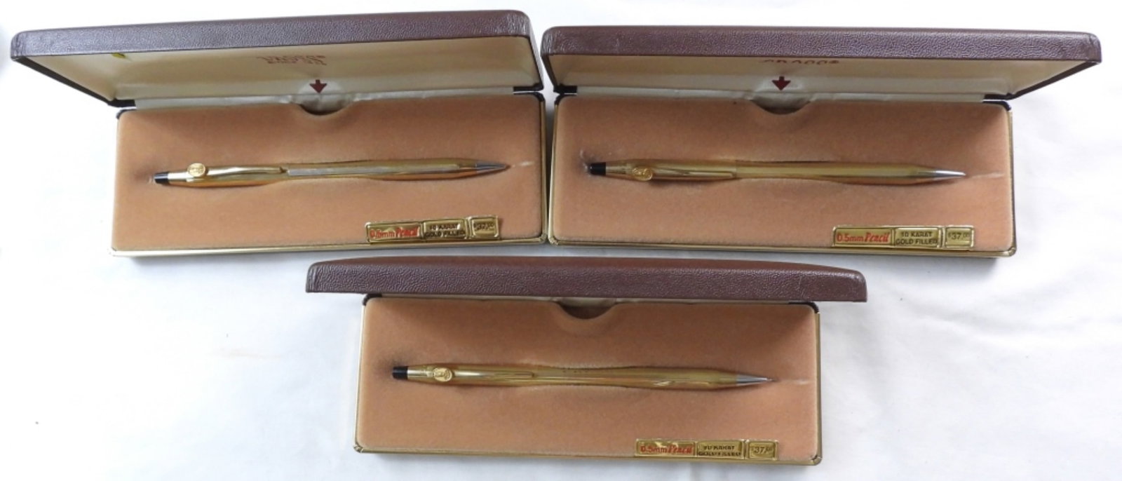 (3) Gold-Tone Cross Pencils: all in good condition