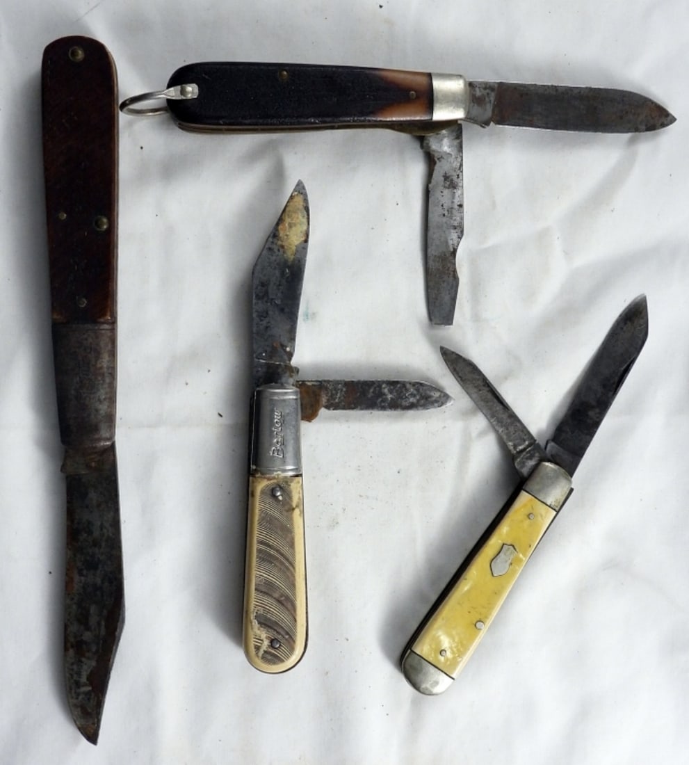 (4) Used Mixed Lot Of Old Knives: 1) Remington. 2) Barlow. 3) Imperial. 4) Craftsmen