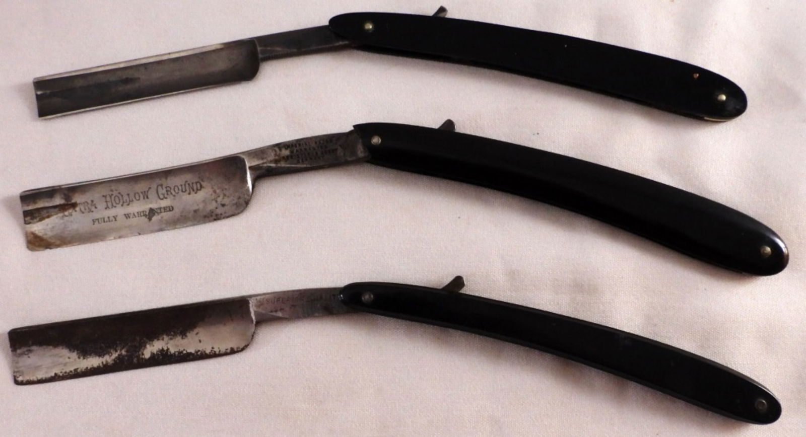 (3) Black Handle Straight Razors (1 of 4)