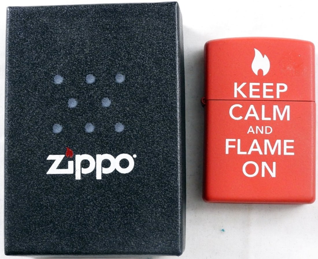 2014 Keep Calm & Flame On Zippo, Sealed: Comes in a Zippo box, sealed