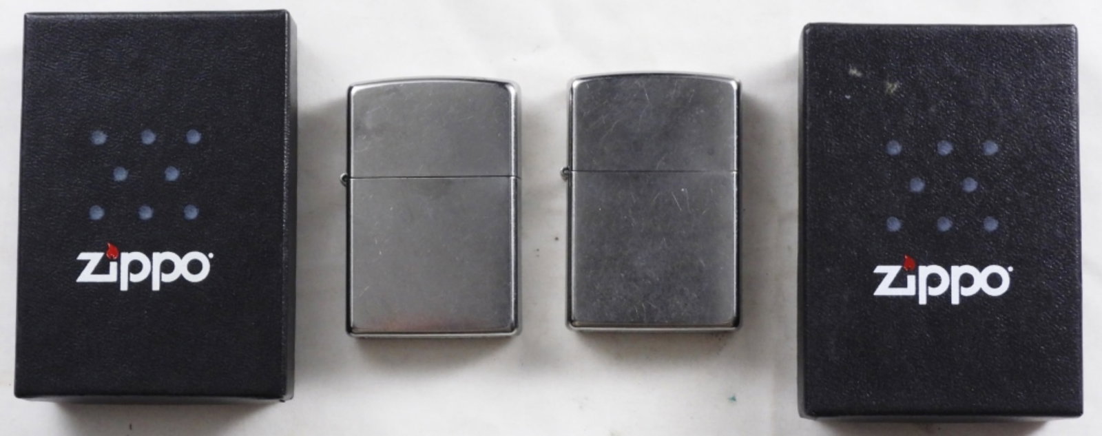 (2) 2015 Blank Zippo Lighters, Unfired: Both are unfired and in boxes. 2015