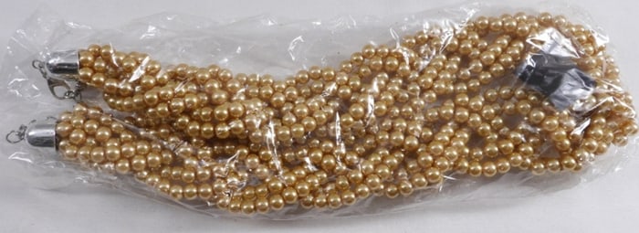 Faux Pearl Necklace & Post Earrings