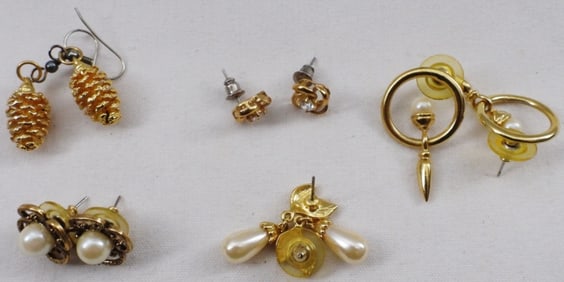 (5) Gold-Toned Pairs Of Earrings