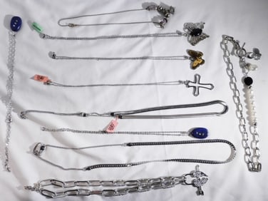 (10) Silver-Tone Necklaces
