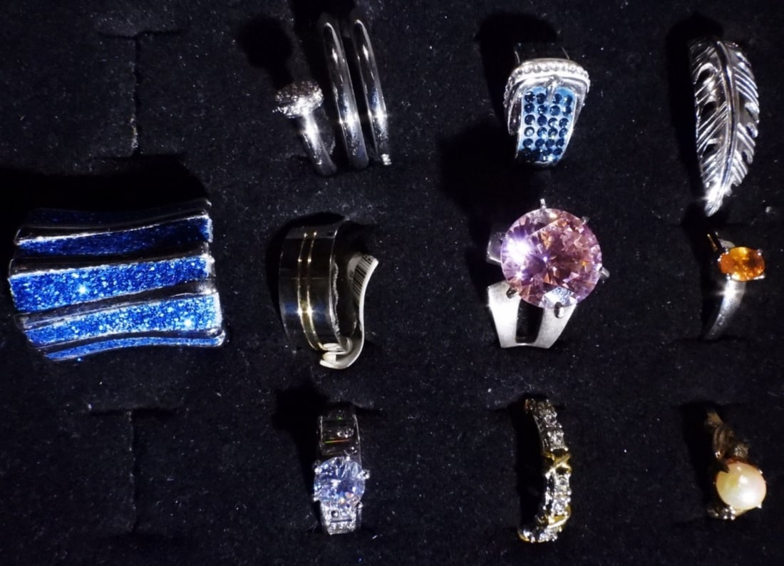 (10) Silver-Tone Rings: Sizes 6.5-8