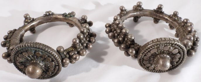 (2) Large Silver-Tone Bracelets