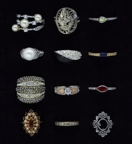 (12) Silver & Gold-Tone Rings