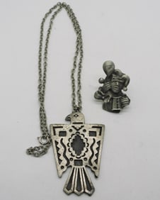 Silver-Tone Necklace & Pin