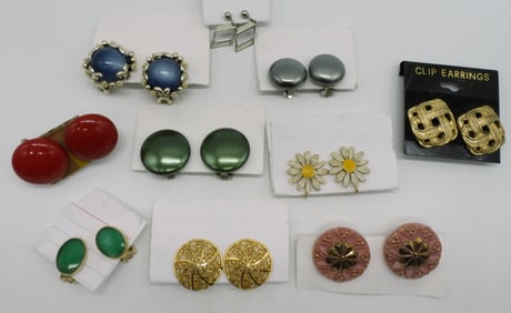 (10) Pair Of Clip On Earrings