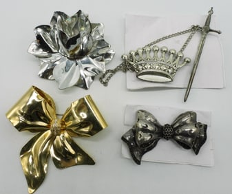(4) Large Unique Brooches
