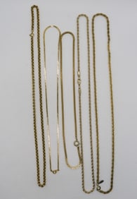 (5) Thick Gold-Tone Necklaces