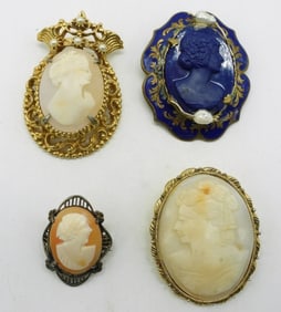 (4) Cameo Brooches