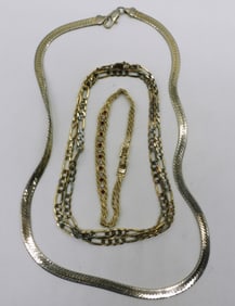 (2) Gold-Tone Necklaces & (1) Bracelet