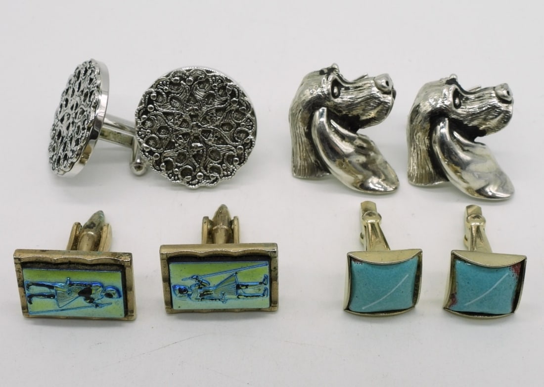 (4) Pairs Of Cuff Links: All matching, unique cuff links