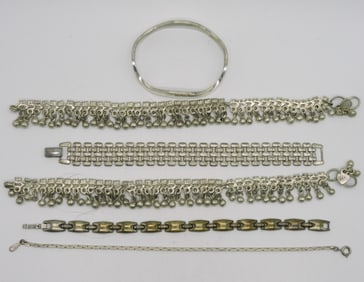 (6) Silver-Tone Bracelets