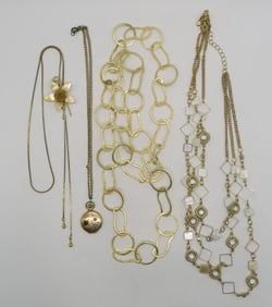 (4) Gold-Tone Necklaces